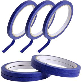 6 Pack 0.27 Inch Blue Painters Tape,Easy Removal Thin Narrow Finishing Masking Tape Painting Tape Wall Tape,Good Adhesive and No Residue,132 Yards