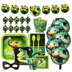 Miraculous Ladybug Party in a Box Kit - Celebration, Birthday Party, Toddlers– 100 Plus Pieces - Cat Noir - Party Supplies - Officially Licensed (Complete Kit)