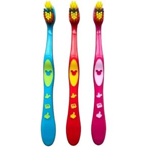 Baby, Infant & Toddler Toothbrush for Little Children Kids Ages 24 Months Old and Up, Mickey & Minnie Mouse Characters, Soft - Pack of 3
