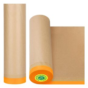 Masking Paper, Paint Masking Paper with Adhesive, 20 Inch x 50 Feet Painters Paper Roll, Tape and Drape Painters Paper, for Auto Body Masking, Wall Covering and Paint Masking 10Rolls