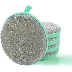 Dual-Sided Dishwashing Reusable Sponge for Kitchen Round Non-Scratch Scrub Sponges for Dishes, Pots and Pans 5 Pack