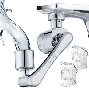 Water Filter for Sink Faucet 1080° Rotating Tap Extender Swivel Dual Spray Modes Perfect at Kitchen and Bathroom Safer for Face Eye Washing Head Faucet Extender for Toddlers Hose Sprayer