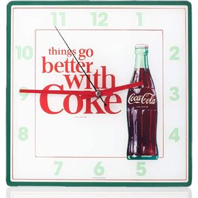 Mark Feldstein & Associates Coca Cola Bottle Things Go Better with, Analog Square Wall Clock - 11.81 Inch