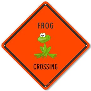 PKAC-0353-NA_10x10 "Frog Crossing" Aluminum Sign, 10" x 10"