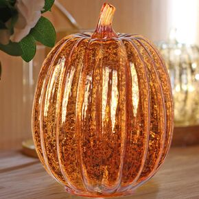 Glass Pumpkin Light Pumpkin Glass Lights Halloween Pumpkin Decorations for Halloween Spooky Party Haunted House Fall Home Decorations