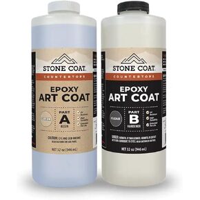 Stone Coat Countertops Art Coat (1/2 Gal) Resin - Epoxy Formula with Zero VOCs, Extended Working Time, and U.V Resistance for Alcohol Inks, Acrylics, Metallics, and More!