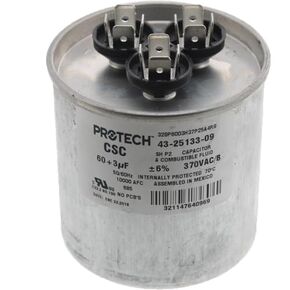 43-23204-31 -Ruud OEM Round Replacement Dual Run Capacitor 60 + 3 UF/MFD 370 Volt