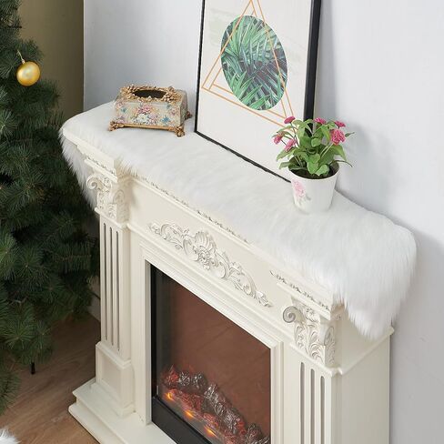 Faux Fur Christmas Table Runner, Home Dinning Table Decor for Holiday ,Party , Xmas, Halloween, Thanksgiving, Dresser, Fireplace Decorations (White, 11.8x70.8 inch) in Saudi Arabia
