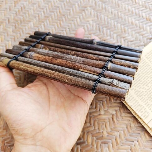 2 قطعة ديكور من الخيزران الطبيعي بقاعدة حامل (طوف من الخيزران | 7 × 4 بوصة) حامل عرض صغير للزينة في المزرعة in Kuwait