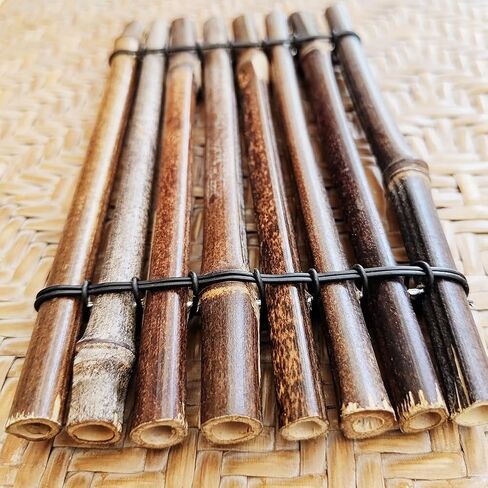 2 قطعة ديكور من الخيزران الطبيعي بقاعدة حامل (طوف من الخيزران | 7 × 4 بوصة) حامل عرض صغير للزينة في المزرعة in Kuwait