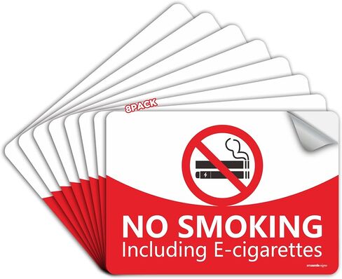 لافتات ممنوع التدخين للعمل، 8 عبوات ملصقات ممنوع التدخين مقاس 25.4 سم × 17.78 سم، مقاومة للأشعة فوق البنفسجية ذاتية اللصق ومقاومة للماء ومضادة للخدش للاستخدام الداخلي والخارجي in Kuwait