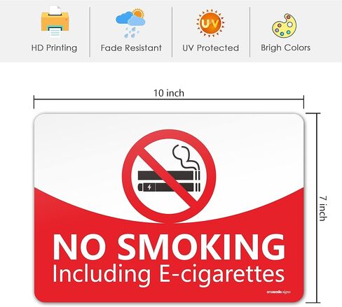 لافتات ممنوع التدخين للعمل، 8 عبوات ملصقات ممنوع التدخين مقاس 25.4 سم × 17.78 سم، مقاومة للأشعة فوق البنفسجية ذاتية اللصق ومقاومة للماء ومضادة للخدش للاستخدام الداخلي والخارجي in Kuwait