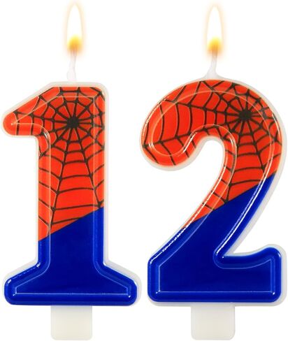Spider Web Candle, Spider Number Candle Cake Topper Candle Birthday Cake Candle Spider Birthday Decorations for Boy Girl Spider Birthday Themed Party Halloween Party Supplies (18) in Saudi Arabia