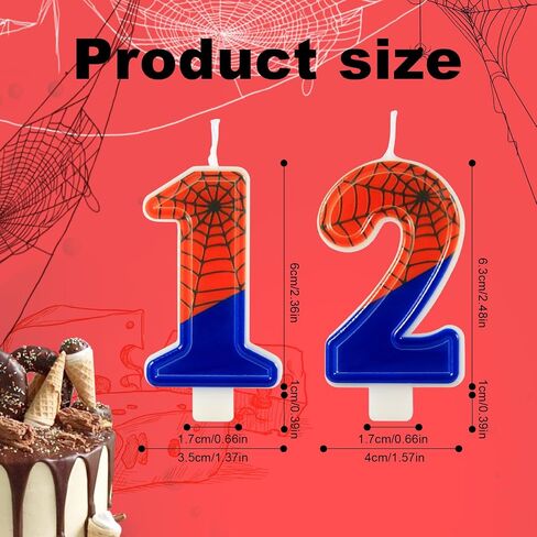 Spider Web Candle, Spider Number Candle Cake Topper Candle Birthday Cake Candle Spider Birthday Decorations for Boy Girl Spider Birthday Themed Party Halloween Party Supplies (18) in Saudi Arabia