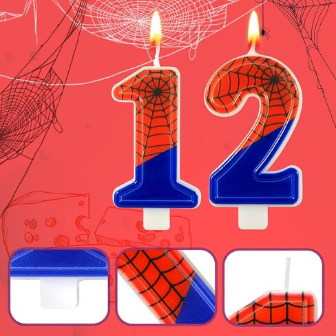 Spider Web Candle, Spider Number Candle Cake Topper Candle Birthday Cake Candle Spider Birthday Decorations for Boy Girl Spider Birthday Themed Party Halloween Party Supplies (18) in Saudi Arabia