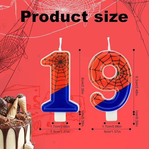 Spider Web Candle, Spider Number Candle Cake Topper Candle Birthday Cake Candle Spider Birthday Decorations for Boy Girl Spider Birthday Themed Party Halloween Party Supplies (18) in Saudi Arabia