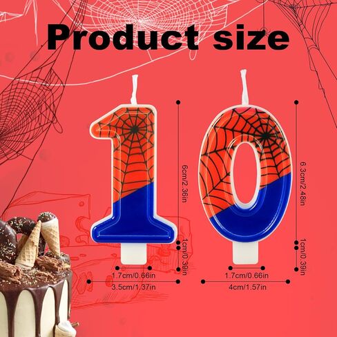 Spider Web Candle, Spider Number Candle Cake Topper Candle Birthday Cake Candle Spider Birthday Decorations for Boy Girl Spider Birthday Themed Party Halloween Party Supplies (18) in Saudi Arabia