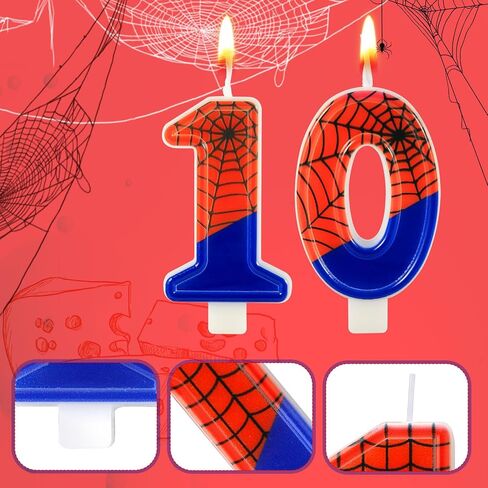 Spider Web Candle, Spider Number Candle Cake Topper Candle Birthday Cake Candle Spider Birthday Decorations for Boy Girl Spider Birthday Themed Party Halloween Party Supplies (18) in Saudi Arabia