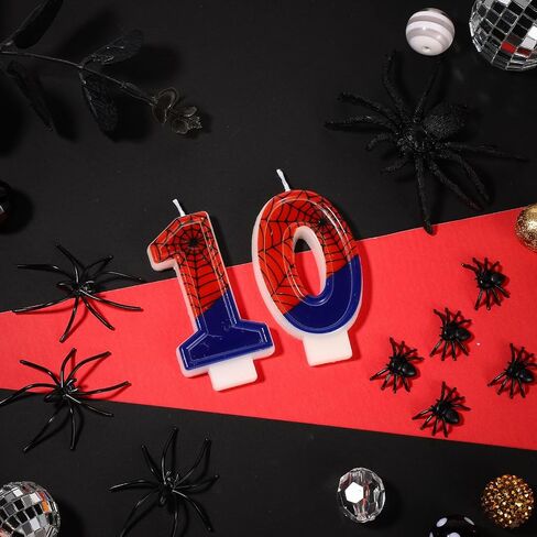 Spider Web Candle, Spider Number Candle Cake Topper Candle Birthday Cake Candle Spider Birthday Decorations for Boy Girl Spider Birthday Themed Party Halloween Party Supplies (18) in Saudi Arabia