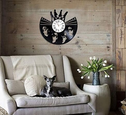 Wall Clock Modern The Beatle Music Birthday Gift for Father Wall Clock Minimalist Vintage Vinyl Record Clock Home Decor The Beatle Decor for Living Room Rock Music Band J. Lennon Art in Saudi Arabia