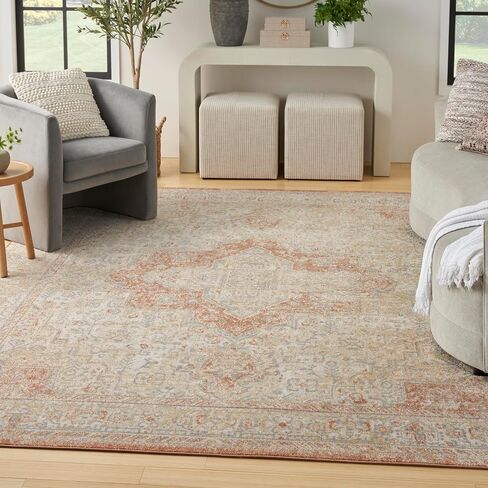 سجادة Nourison Essentials للاستخدام الداخلي والخارجي باللون البيج مقاس 6 × 9 بوصات، غير قابلة للتساقط، غرفة النوم، غرفة المعيشة، غرفة الطعام، المطبخ (6 × 9) in Saudi Arabia