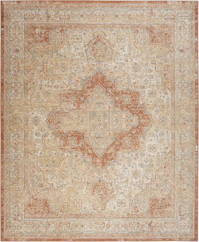 سجادة Nourison Essentials للاستخدام الداخلي والخارجي باللون البيج مقاس 6 × 9 بوصات، غير قابلة للتساقط، غرفة النوم، غرفة المعيشة، غرفة الطعام، المطبخ (6 × 9) in Saudi Arabia