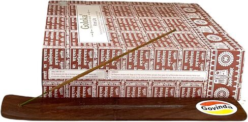 مجموعة حامل عصا البخور من جوفيندا مع أعواد بخور خشب الصندل النقي من جولوكا - 12 صندوق × 15 جرام in Kuwait