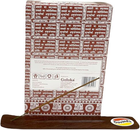 مجموعة حامل عصا البخور من جوفيندا مع أعواد بخور خشب الصندل النقي من جولوكا - 12 صندوق × 15 جرام in Kuwait