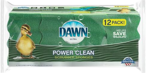 Dawn Power Clean Dual-Sided Scrubber Sponges for Dishwashing, Wave-Shaped Kitchen Sponges for Dish Cleaning, Pack of 12, Green in Saudi Arabia