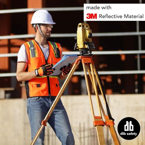 Dib Safety Vest Reflective Yellow Mesh, High Visibility Vest with Pockets and Zipper, ANSI Class 2 Heavy Duty, Made with 3M Reflective Tape XL in Saudi Arabia