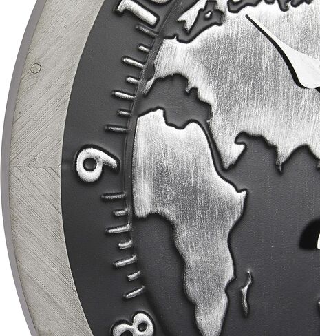 Deco 79 Metal World Map Wall Clock, 25" x 2" x 25", Black in Saudi Arabia