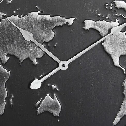 Deco 79 Metal World Map Wall Clock, 25" x 2" x 25", Black in Saudi Arabia