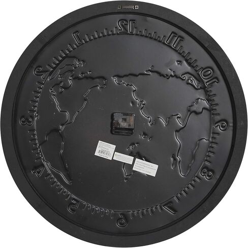 Deco 79 Metal World Map Wall Clock, 25" x 2" x 25", Black in Saudi Arabia