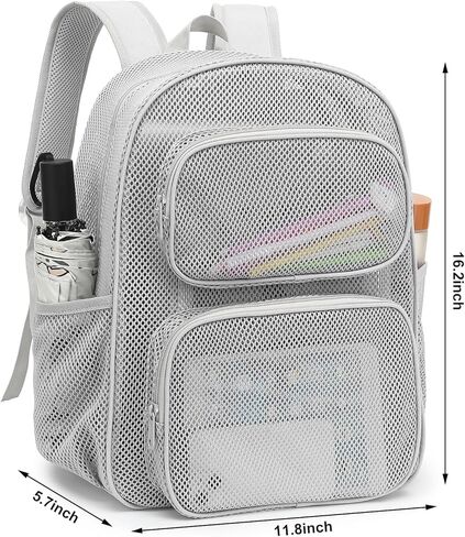 Mesh Backpack for School, Heavy Duty Girls Boys Mesh Bookbag School Bag for Adults Kids Swimming Beach Fitness Sport (Green) in Kuwait