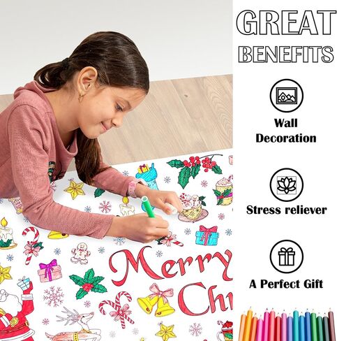 GIGANTIC - Giant Coloring Poster, DIY Large Wall Paper Coloring Banner roll or Tablecloth, Huge Size of 35" x 78", Perfect for Group Activity of Adults & Kids, at Home, Parties, Events. (ABC) in Saudi Arabia