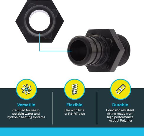 SharkBite 1/2 x 1/2 Inch MNPT Poly Crimp Adapter, Pack of 5, PEX Pipe, PE-RT, UP120A5 in Saudi Arabia