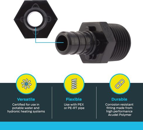 SharkBite 1/2 x 1/2 Inch MNPT Poly Crimp Adapter, Pack of 5, PEX Pipe, PE-RT, UP120A5 in Saudi Arabia