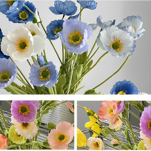 JPORSHU 8 PcsBouquets Artificial Flowers Poppy Flowers，23.3inch Realistic Silk Flowers PU Fake Wild Flowers，for Home Wedding Party Decor, Floral Arrangements, Kitchen Table Centerpiece Vase (Red) in Saudi Arabia