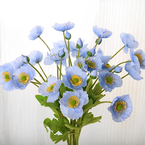 JPORSHU 8 PcsBouquets Artificial Flowers Poppy Flowers，23.3inch Realistic Silk Flowers PU Fake Wild Flowers，for Home Wedding Party Decor, Floral Arrangements, Kitchen Table Centerpiece Vase (Red) in Saudi Arabia