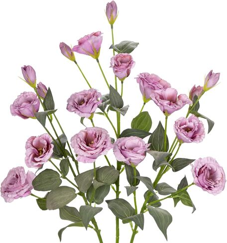 34.5 بوصة زهور اصطناعية أرجوانية حريرية وهمية 3 قطع زهور يوستوما ليسيانثوس مع فرع ترتيب زهور صناعية طويل الجذع مع 4 رؤوس DIY لحفلات الزفاف المركزية باقة ديكور المنزل in Kuwait