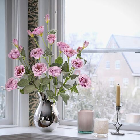 34.5 بوصة زهور اصطناعية أرجوانية حريرية وهمية 3 قطع زهور يوستوما ليسيانثوس مع فرع ترتيب زهور صناعية طويل الجذع مع 4 رؤوس DIY لحفلات الزفاف المركزية باقة ديكور المنزل in Kuwait