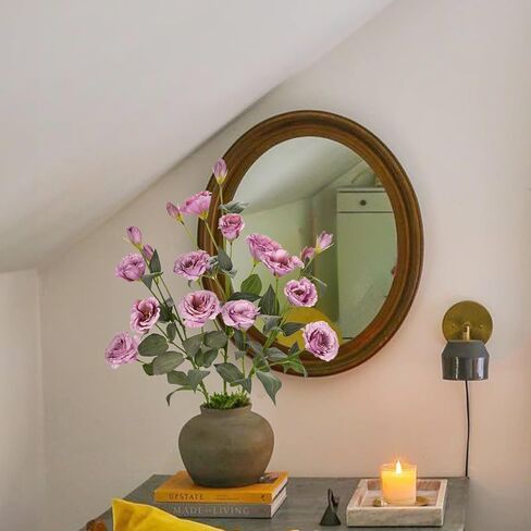 34.5 بوصة زهور اصطناعية أرجوانية حريرية وهمية 3 قطع زهور يوستوما ليسيانثوس مع فرع ترتيب زهور صناعية طويل الجذع مع 4 رؤوس DIY لحفلات الزفاف المركزية باقة ديكور المنزل in Kuwait