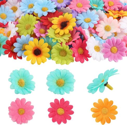 180 Pcs Artificial Sunflower Heads Mini Flowers for Crafts Faux Daisy Flowers Heads Mini Fabric Flower Silk Assorted Decorative Flowers for Wedding Decoration DIY Wreath Garden Decor Multi Colors in Saudi Arabia