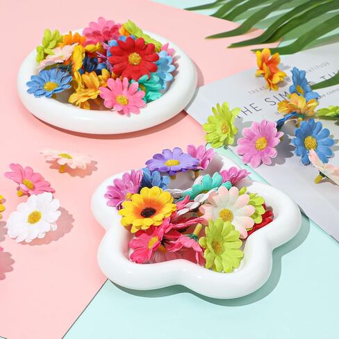 180 Pcs Artificial Sunflower Heads Mini Flowers for Crafts Faux Daisy Flowers Heads Mini Fabric Flower Silk Assorted Decorative Flowers for Wedding Decoration DIY Wreath Garden Decor Multi Colors in Saudi Arabia