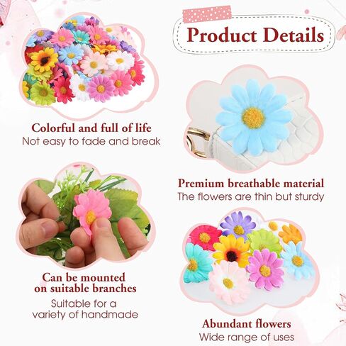 180 Pcs Artificial Sunflower Heads Mini Flowers for Crafts Faux Daisy Flowers Heads Mini Fabric Flower Silk Assorted Decorative Flowers for Wedding Decoration DIY Wreath Garden Decor Multi Colors in Saudi Arabia