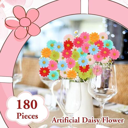 180 Pcs Artificial Sunflower Heads Mini Flowers for Crafts Faux Daisy Flowers Heads Mini Fabric Flower Silk Assorted Decorative Flowers for Wedding Decoration DIY Wreath Garden Decor Multi Colors in Saudi Arabia
