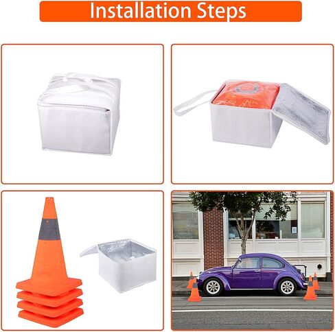 مخاريط السلامة المرورية القابلة للطي - 4 عبوات من مخاريط برتقالية منبثقة محمولة مقاس 18 بوصة مع طوق عاكس للسلامة على الطرق، وممارسة القيادة، ومواقف السيارات، وخفة الحركة للتدريب الرياضي، ولعب الأطفال in Kuwait