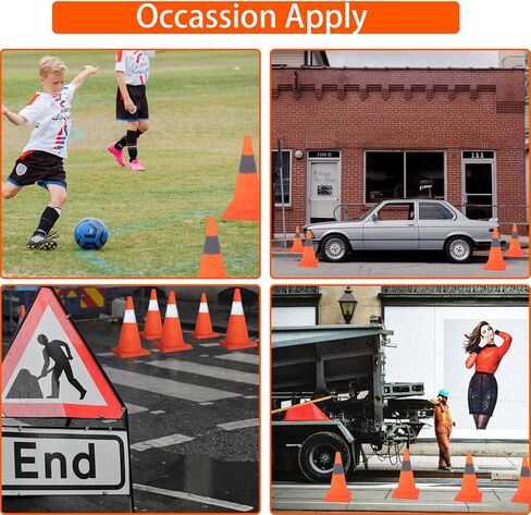 مخاريط السلامة المرورية القابلة للطي - 4 عبوات من مخاريط برتقالية منبثقة محمولة مقاس 18 بوصة مع طوق عاكس للسلامة على الطرق، وممارسة القيادة، ومواقف السيارات، وخفة الحركة للتدريب الرياضي، ولعب الأطفال in Kuwait
