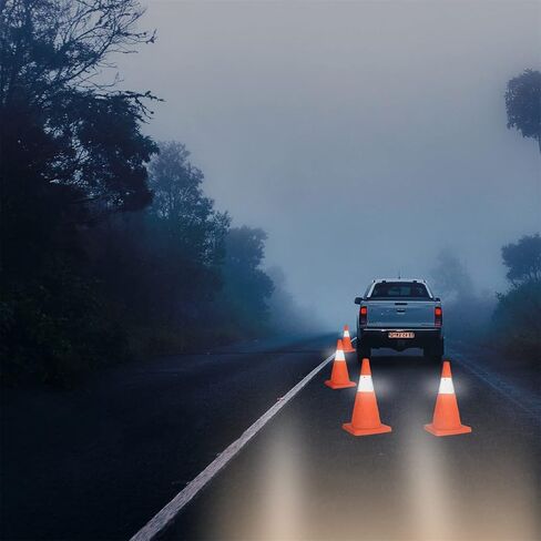 مخاريط السلامة المرورية القابلة للطي - 4 عبوات من مخاريط برتقالية منبثقة محمولة مقاس 18 بوصة مع طوق عاكس للسلامة على الطرق، وممارسة القيادة، ومواقف السيارات، وخفة الحركة للتدريب الرياضي، ولعب الأطفال in Kuwait