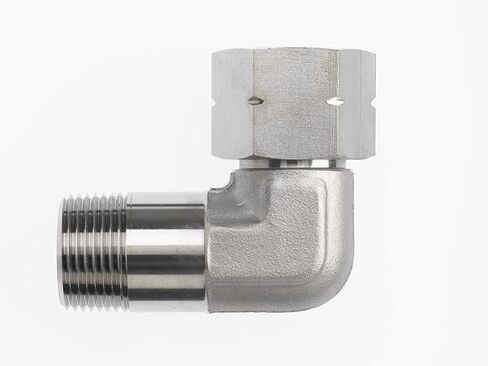 Brennan Industries 1501-L-04-04-FG Forged Steel 90 Degree Elbow Long Tube Fitting, 1/4"-18 NPTF x 1/4"-18 NPSM Thread, 1/4" Male NPTF x 1/4" Female NPTF Swivel in Saudi Arabia